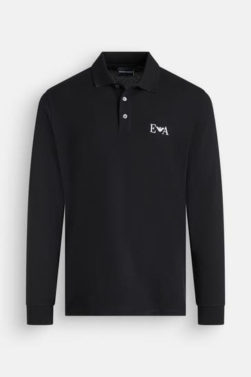 EMPORIO ARMANI Langarm-Polo-Shirt schwarz