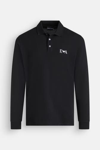 EMPORIO ARMANI Langarm-Polo-Shirt schwarz