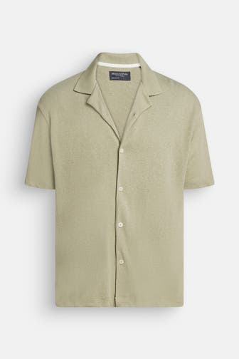 MARC O'POLO Kurzarmhemd graugrün Regular Fit