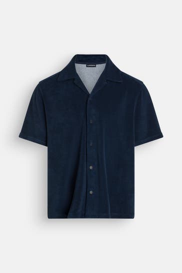 J.LINDEBERG Kurzarmhemd 'Ted Terry Resort' dunkelblau