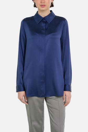 HERZENSANGELEGENHEIT Seidenmix-Bluse navy