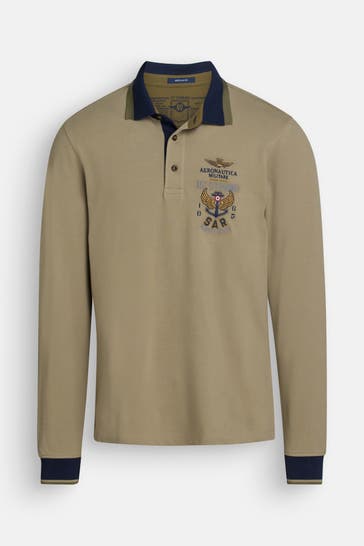AERONAUTICA MILITARE Langarm-Polo graugrün