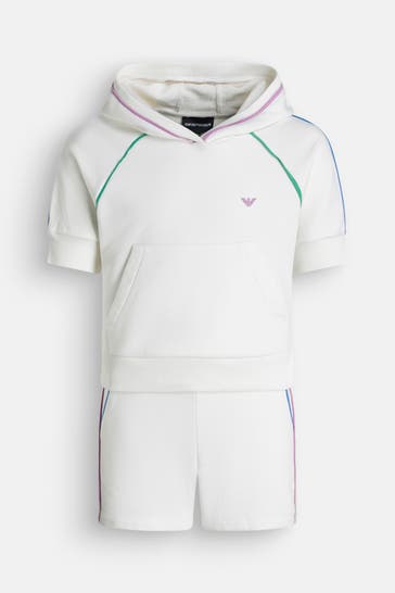EMPORIO ARMANI Set: Hoodie und Shorts weiß