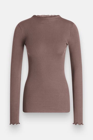 ROSEMUNDE Seidenmix-Longsleeve taupe