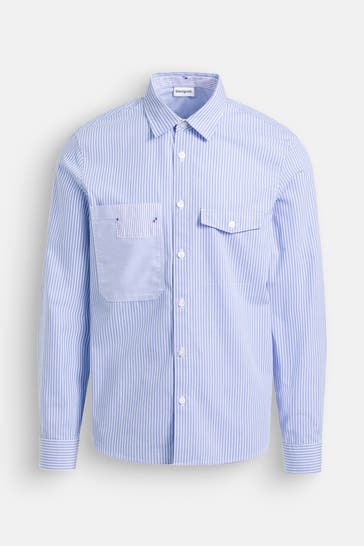 DESIGUAL Casual-Hemd Regular Fit taubenblau