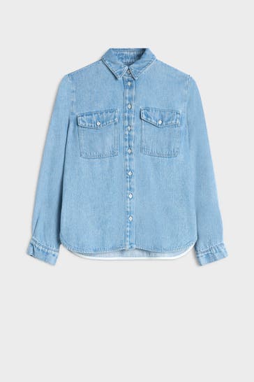 7 FOR ALL MANKIND Jeansbluse hellblau