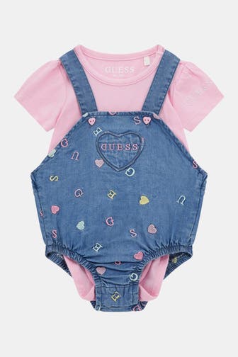 GUESS Set: Body und Latzhose zweifarbig
