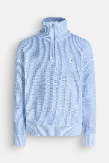 TOMMY HILFIGER Stricktroyer taubenblau