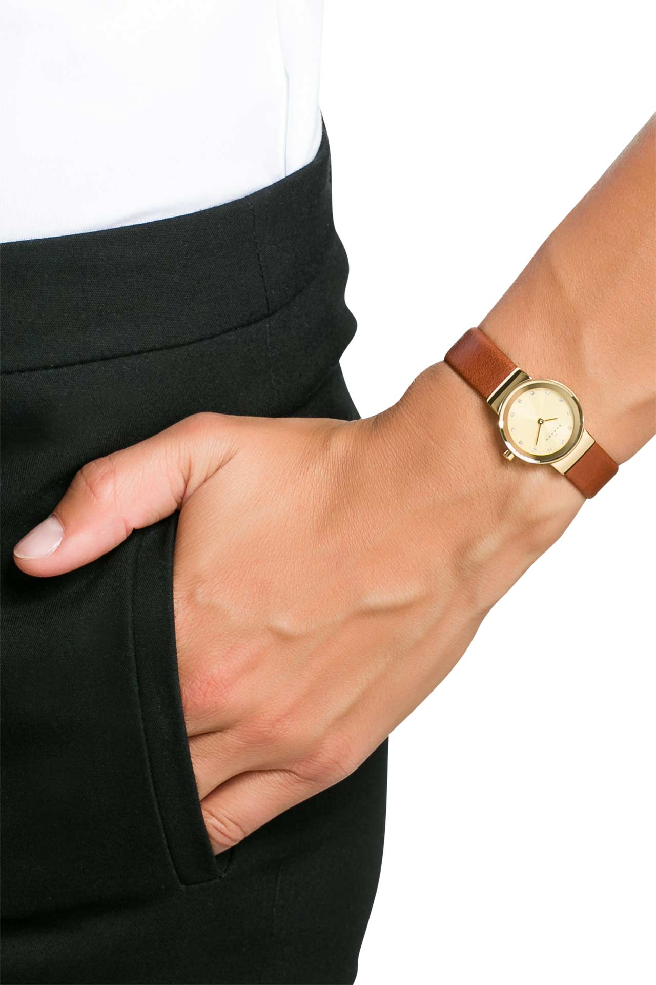 Armbanduhr 'Freja-mini' gold-braun - SKAGEN DENMARK » günstig online kaufen