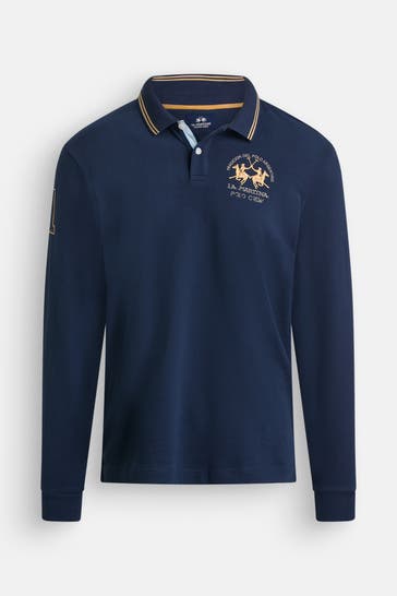 LA MARTINA Langarm-Polo dunkelblau