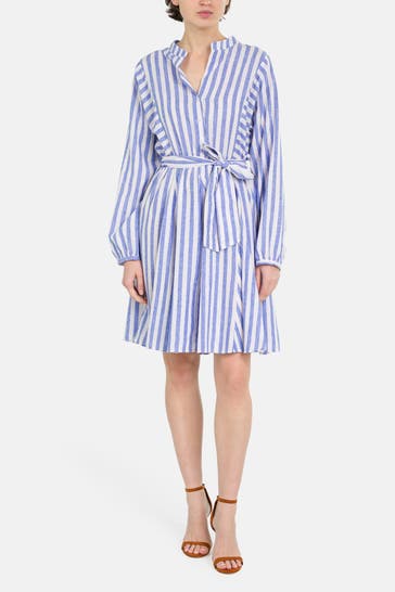 0039 ITALY Leinenmix-Kleid 'Nancy' gestreift