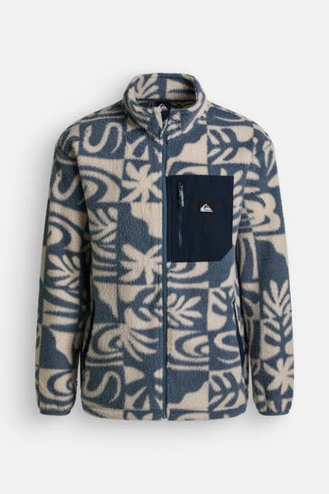 QUIKSILVER Fleece-Jacke blau gemustert