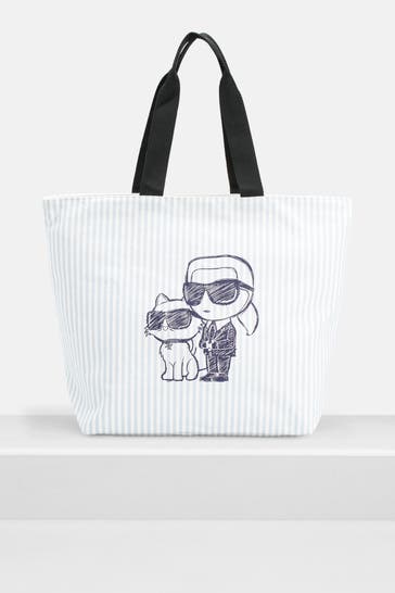 KARL BY KARL LAGERFELD Shopper 'Ikon Couple Sketch' gestreift