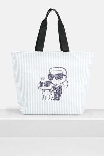 KARL BY KARL LAGERFELD Shopper 'Ikon Couple Sketch' gestreift