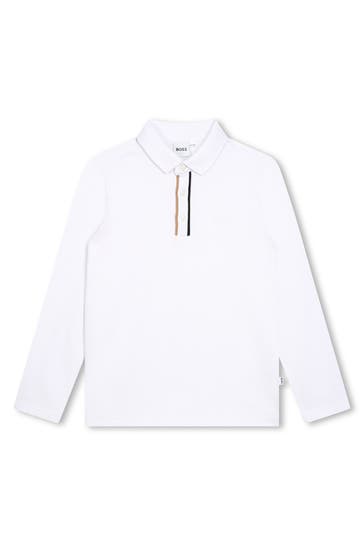 BOSS Langarm-Polo weiß