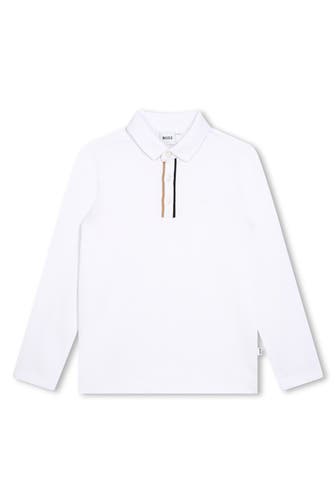 BOSS Langarm-Polo weiß