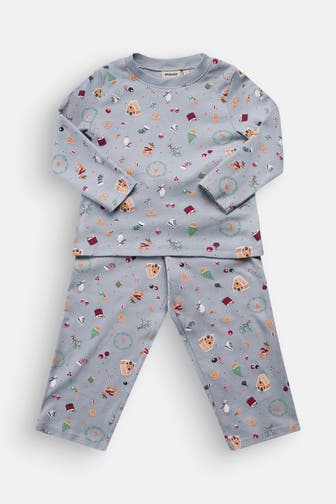WHEAT Pyjama 'Milan' grau gemustert