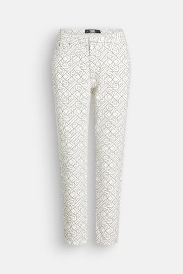 KARL LAGERFELD Jeans weiß gemustert slim