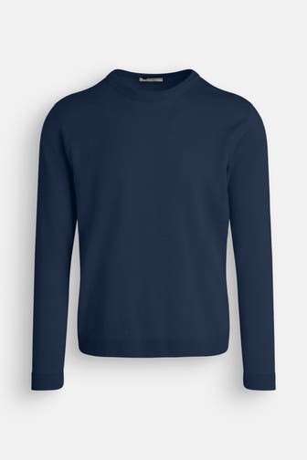 WOOL & CO Leinenmix-Pullover 'Paricollo' navy