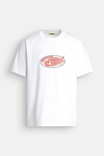 WOODBIRD T-Shirt 'Baine Catch' weiß