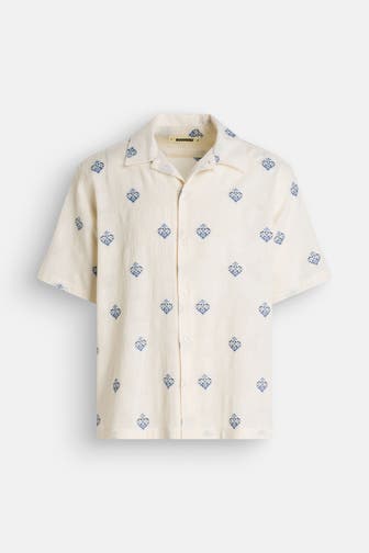 WOODBIRD Kurzarmhemd beige Loose Fit