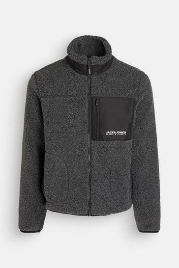 JACK & JONES Fleecejacke grau