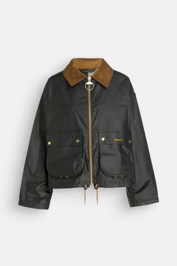 BARBOUR Übergangsjacke 'Marron Wax' dunkelgrün