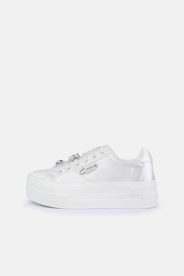 BUFFALO Satin-Sneaker 'Paired Pearl' weiß