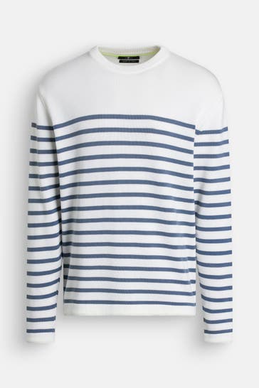 7 FOR ALL MANKIND Strickpullover weiß gestreift