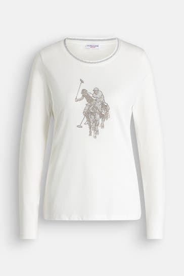 U.S. POLO ASSN. Longsleeve 'Bets' weiß