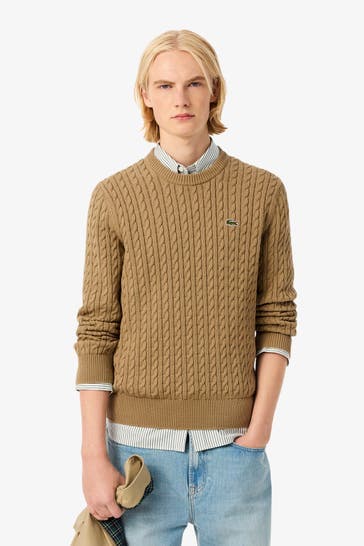 LACOSTE Strickpullover hellbraun