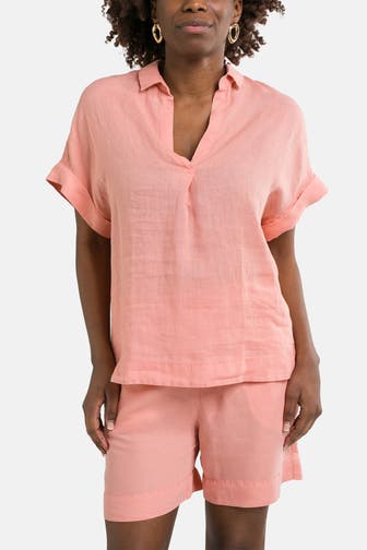 0039 ITALY Leinenbluse 'Derry new' neonorange