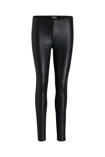 KARL LAGERFELD Leder-Leggings schwarz