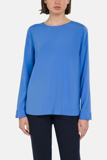 HERZENSANGELEGENHEIT Seidenmix-Bluse azurblau