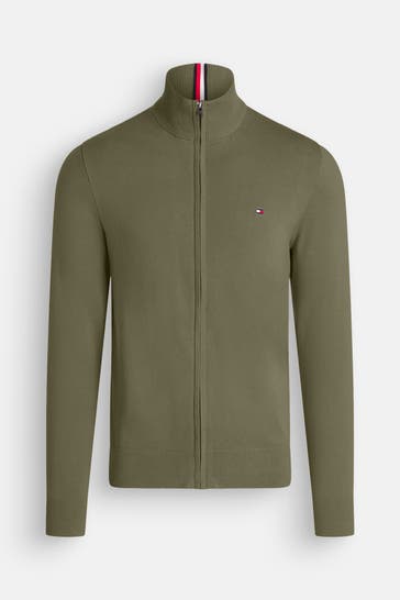 TOMMY HILFIGER Strickjacke oliv