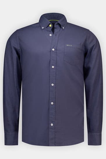 NEW ZEALAND AUCKLAND Leinenmix-Hemd graublau
