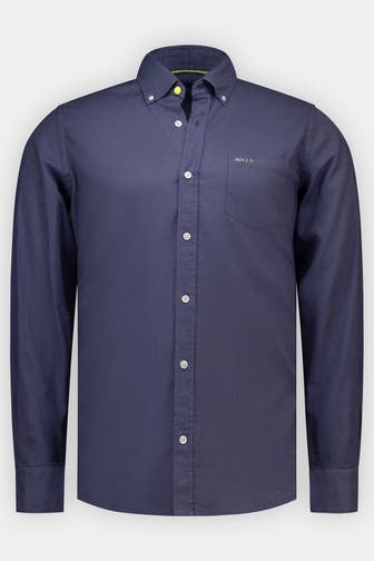 NEW ZEALAND AUCKLAND Leinenmix-Hemd graublau