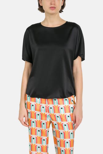 HERZENSANGELEGENHEIT Seidenmix-Shirt schwarz