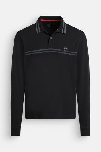 LA MARTINA Langarm-Polo schwarz
