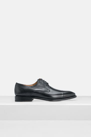 CORDWAINER Black leather lace-ups