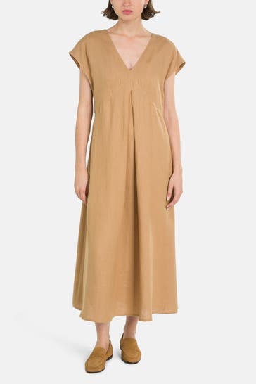 RIANI Leinen-Kleid hellbraun