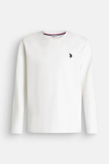 U.S. POLO ASSN. Langarmshirt 'Bob' weiß
