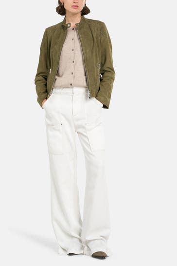 BOSS Lederjacke 'Saflima' khaki