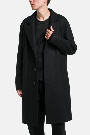 HUGO Wollmixmantel schwarz