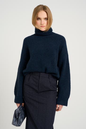 GESTUZ Wollmix-Pullover nachtblau