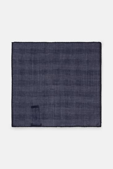 HACKETT Woll-Einstecktuch dunkelblau-graublau kariert 