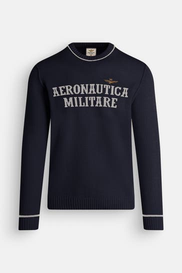 AERONAUTICA MILITARE Wollmix-Pullover dunkelblau