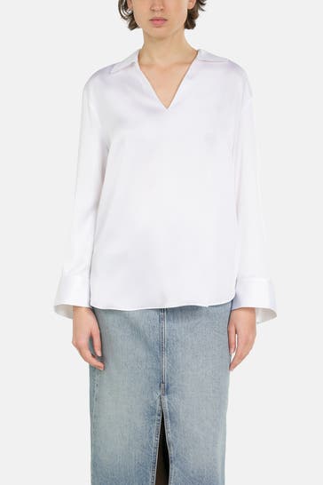 HERZENSANGELEGENHEIT Seidenmix-Bluse weiß