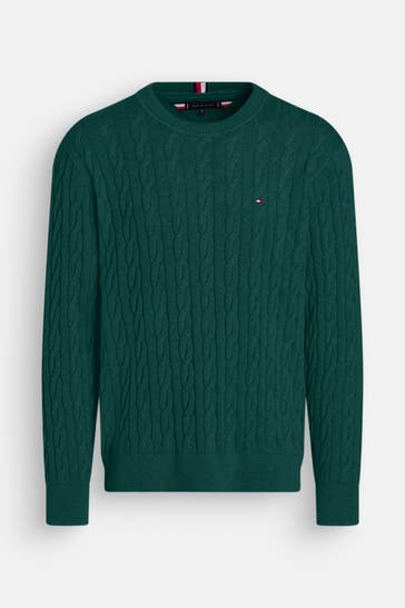 TOMMY HILFIGER Strickpullover dunkelgrün