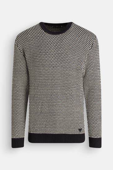 GUESS Strickpullover schwarz gemustert
